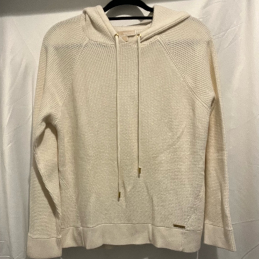 Micheal Kors cream colored textured hoodie sweatshirt
